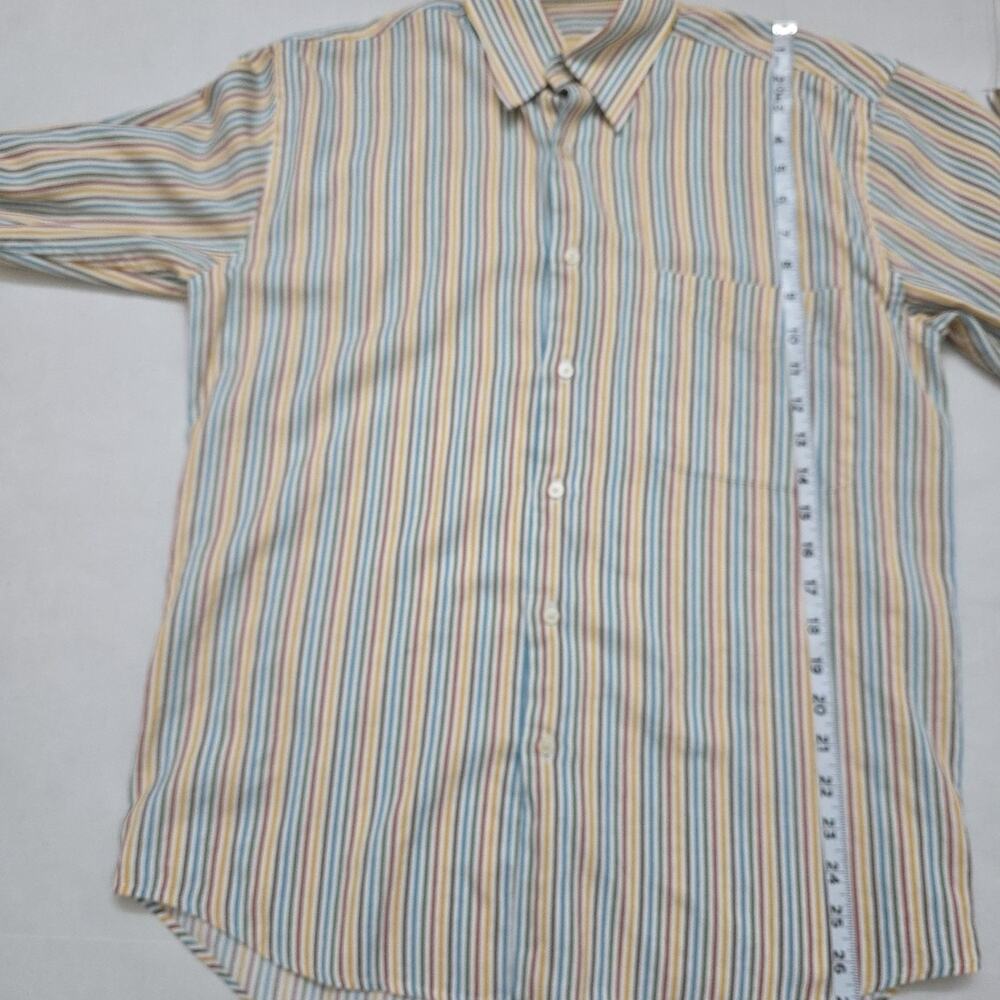 Alan Flusser Shirt Small Blue White Striped Button Up Long Sleeve Casual Mens - Picture 6 of 7
